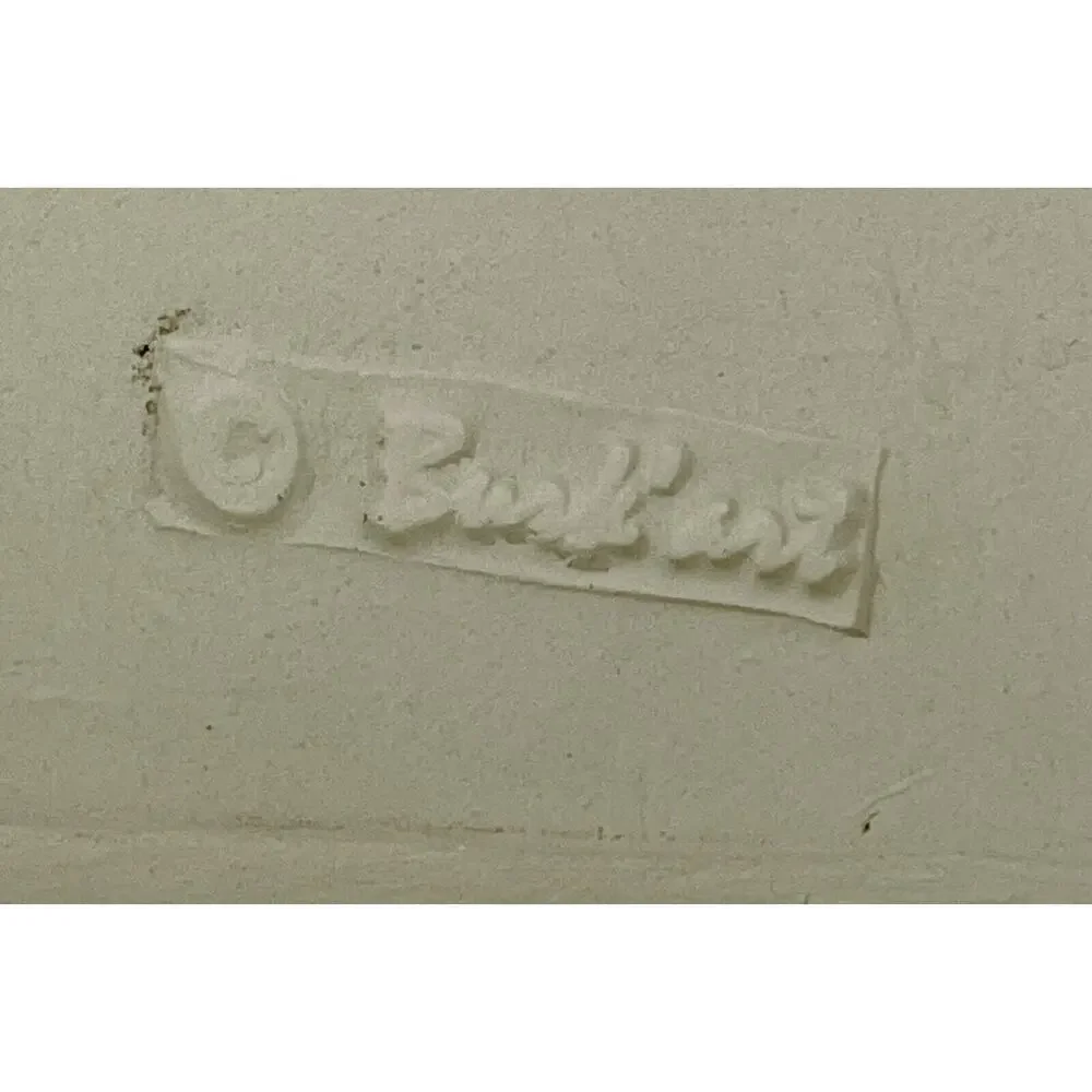 Burk’ Art Signed Floral Pottery Wall Hanging Pocket Lace Doily Stuio Pattery